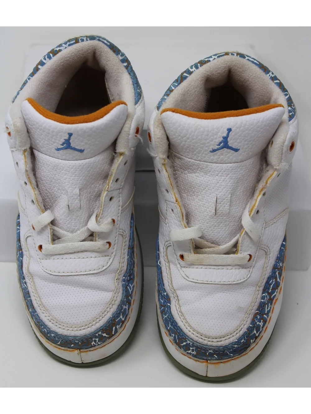 Nike Air Jordan Pre-School AJF 3 Shoes Size 13 C 323948-141 White Blue Orange